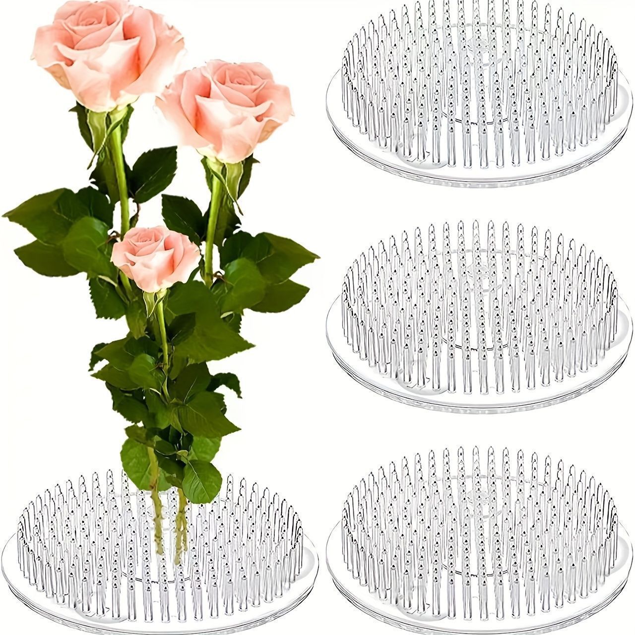 Florist Supply Vases - حامل سيقان الزهور الدائري الشفاف بقاعدة
